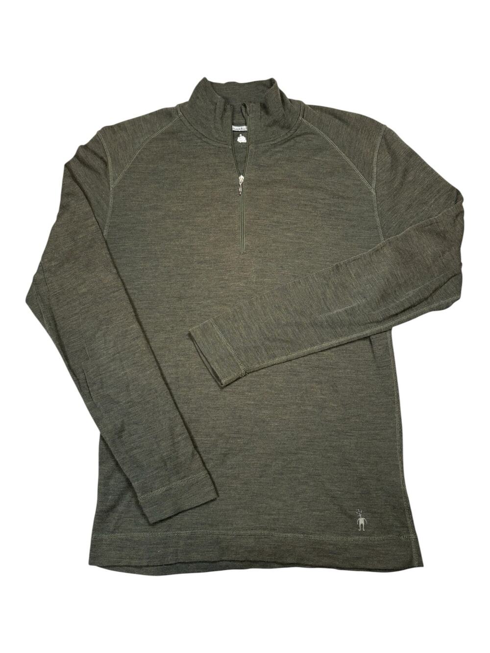 Smartwool Base Layer Quarter 1/4 Zip Merino Wool Pullover Men's Large Green